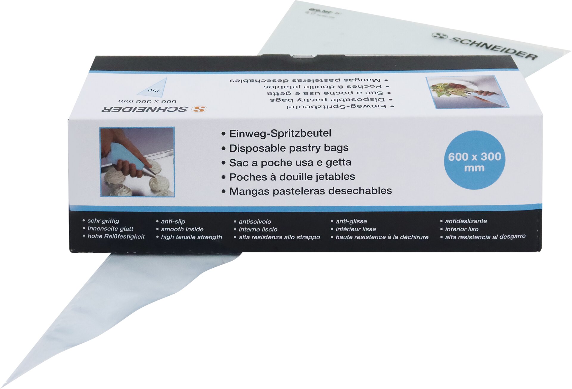 Einweg-Spritzbeutel 600 x 300 mm / 75 My / 1 Box = 100 Stück blau