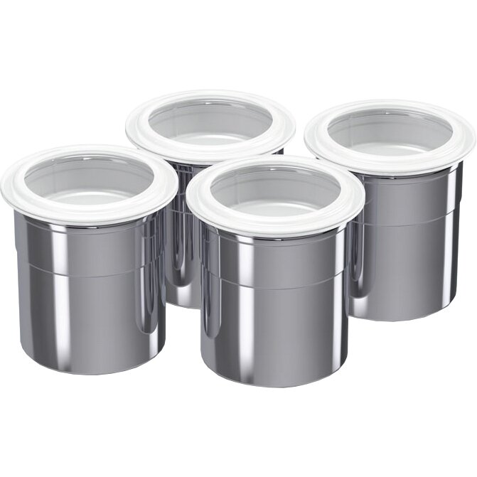 Chromstahl-Becher mit passender Verschlusskappe Set á 4