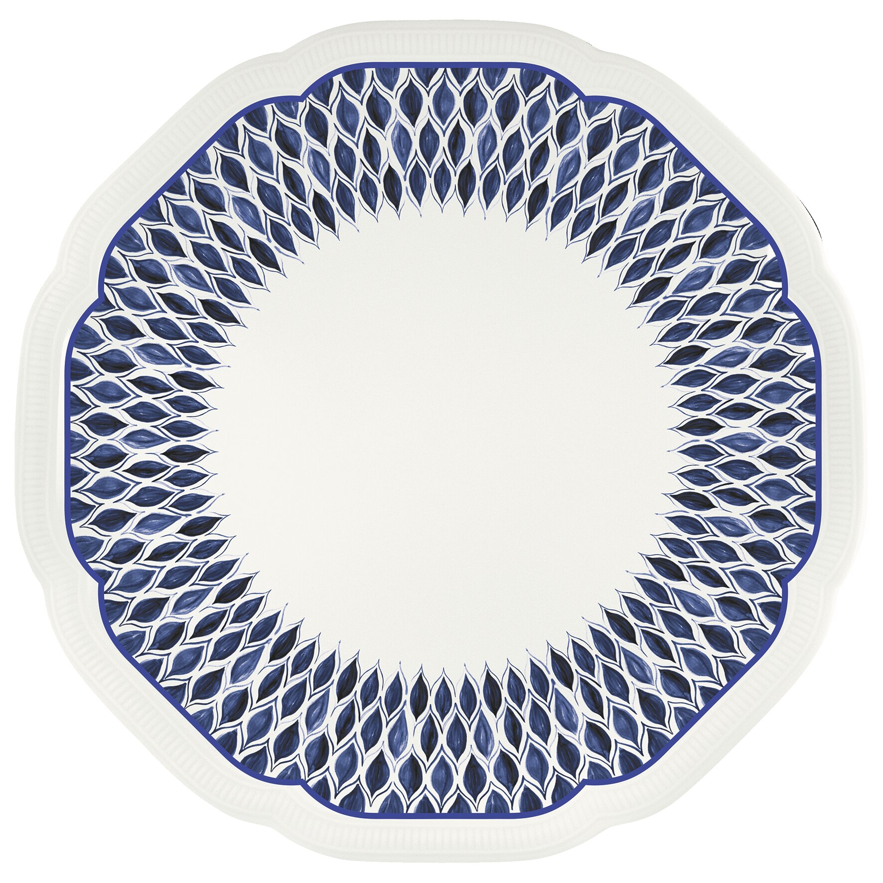 Floral Charm, Coupteller flach rund mit Relief ø 290 mm blue