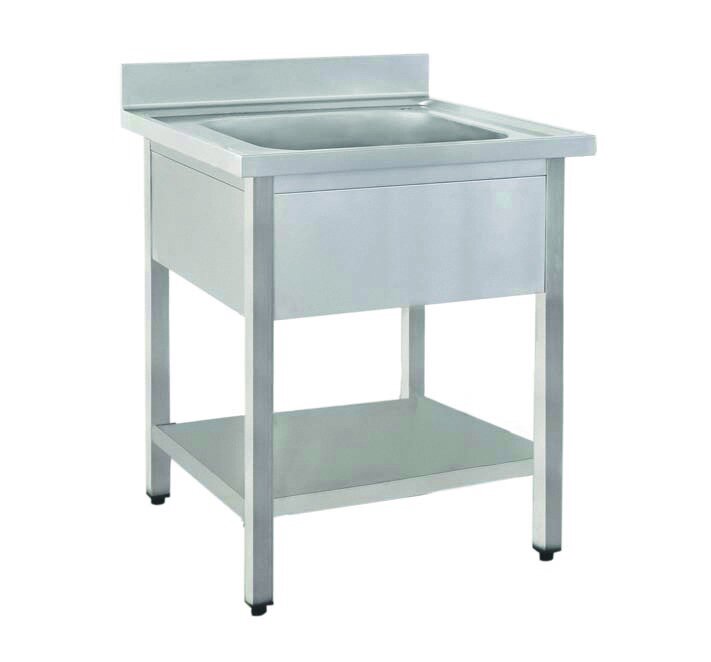 Spültisch mit 100 mm Aufkantung mit Ablageboden 1 Becken