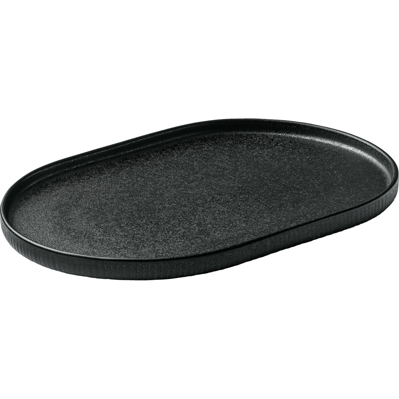 Nara, Platte oval Relief 300 x 200 mm schwarz