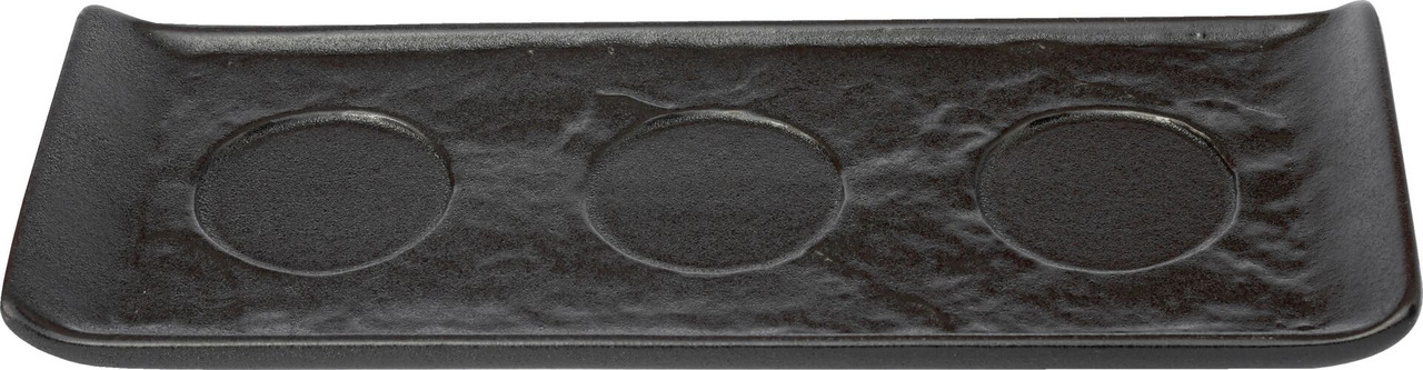 Porzellanserie "Schieferlook" Platte mit 3 Aussparungen 25,8x9,9cm