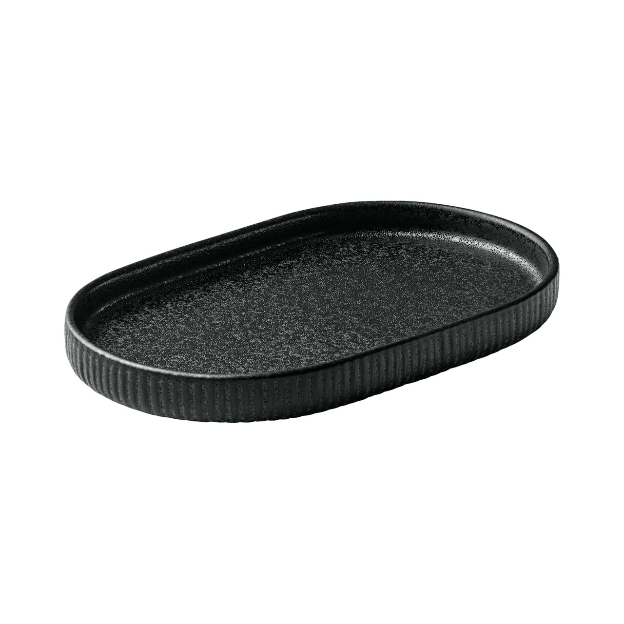 Nara, Platte oval Relief 180 x 110 mm schwarz