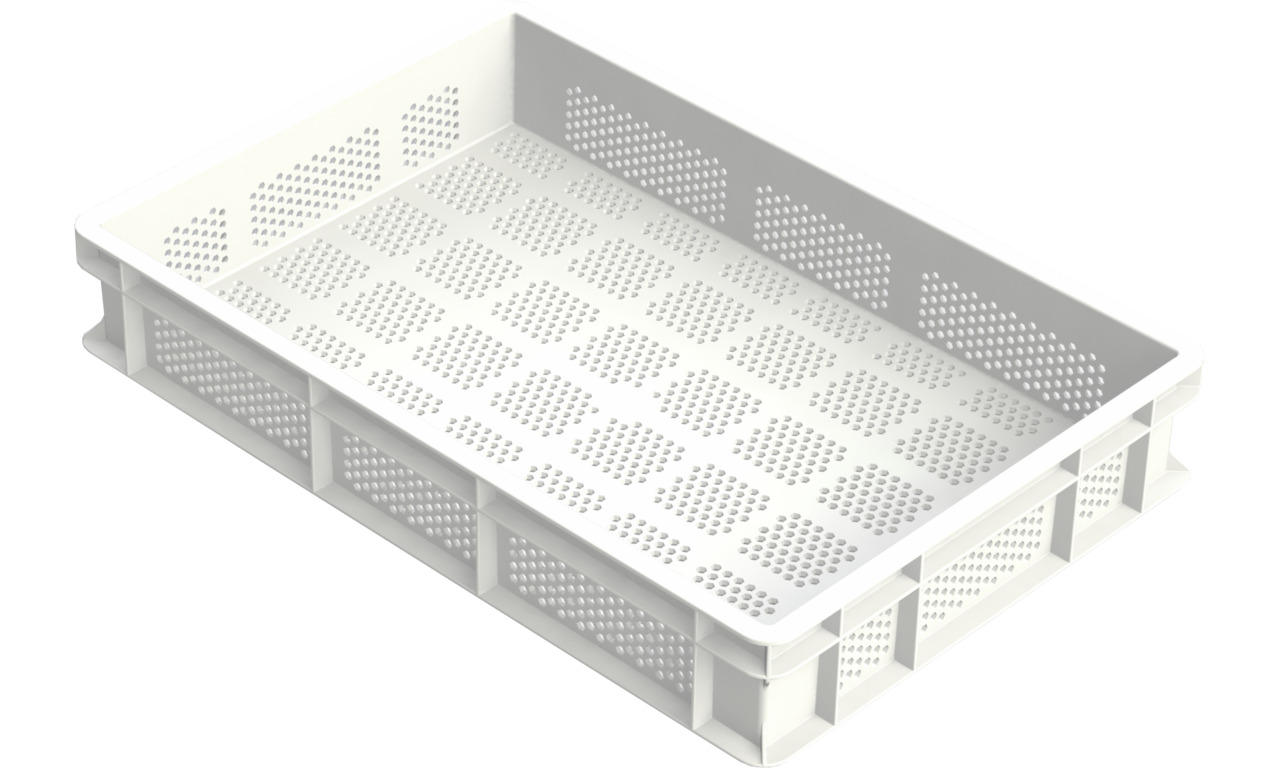 Nudelteig-Box Boden und Seiten perforiert, Polyethylen, weiß, 600 x 400 x 100 mm