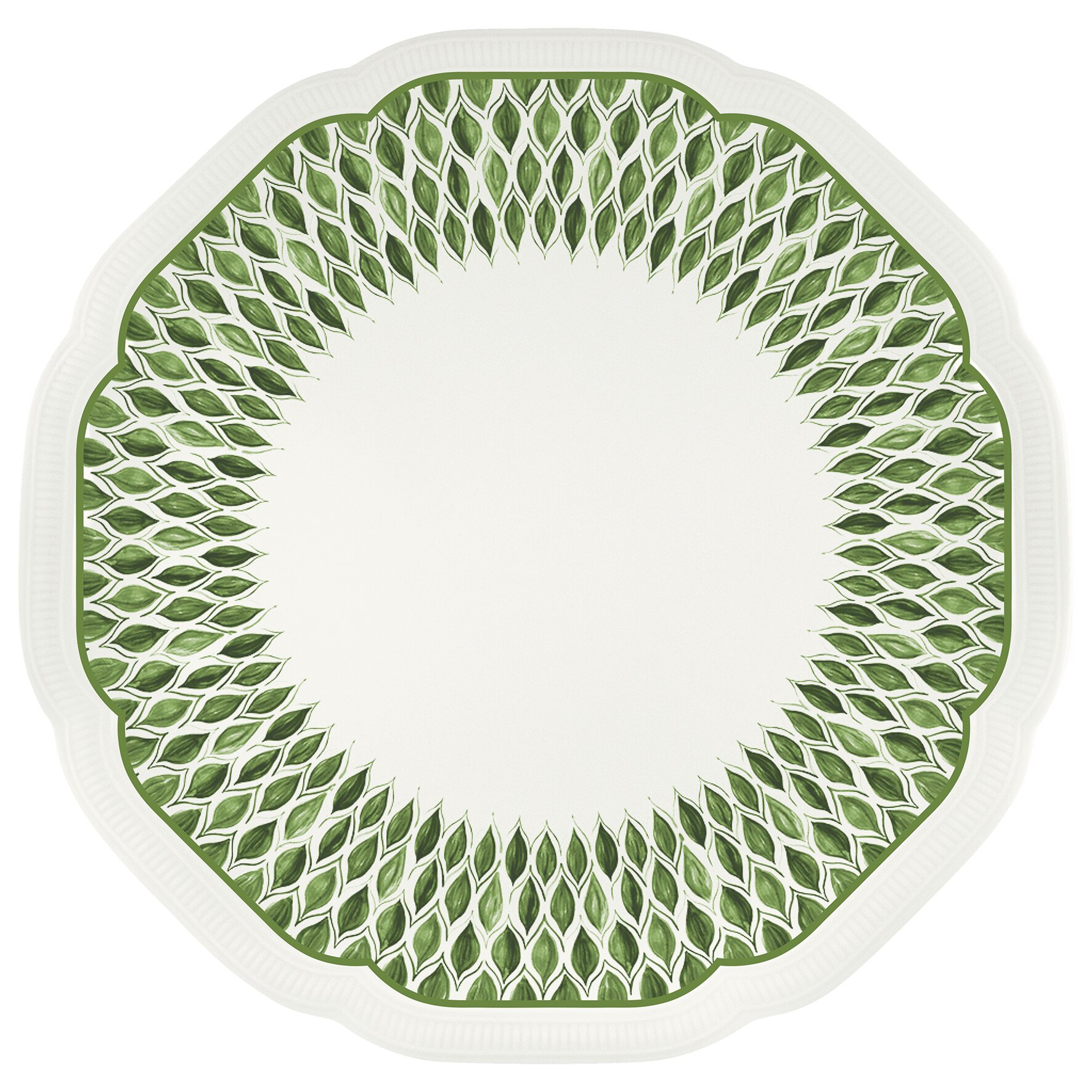 Floral Charm, Coupteller flach rund mit Relief ø 290 mm green