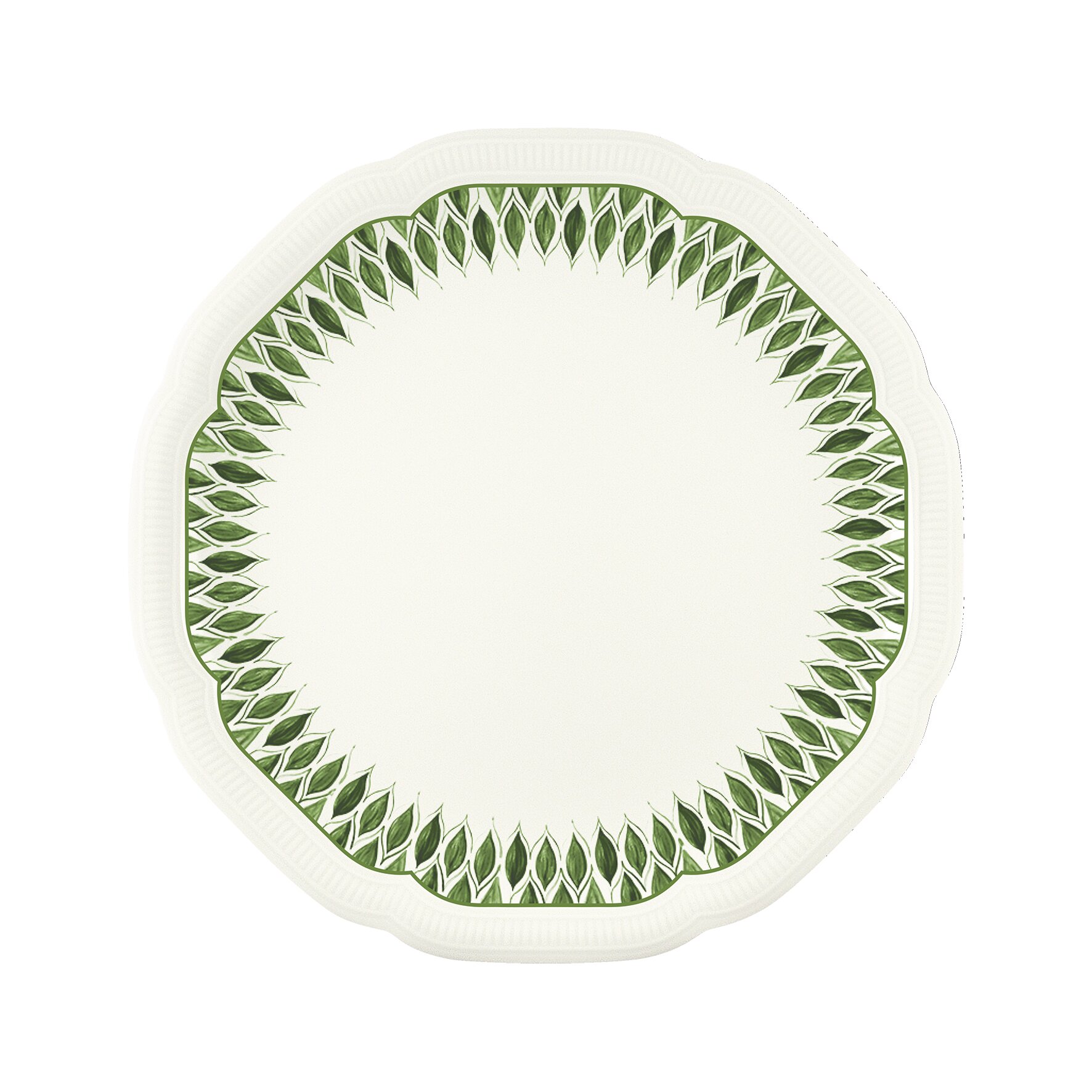 Floral Charm, Coupteller flach rund mit Relief ø 230 mm green