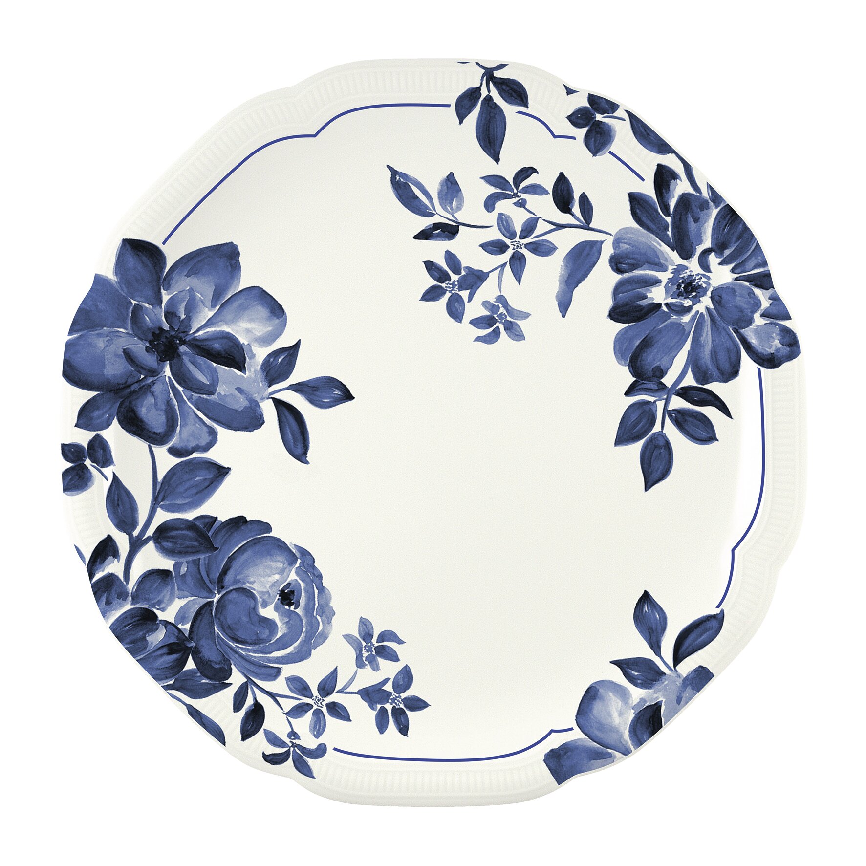 Floral Charm, Coupteller flach rund mit Relief ø 259 mm blue