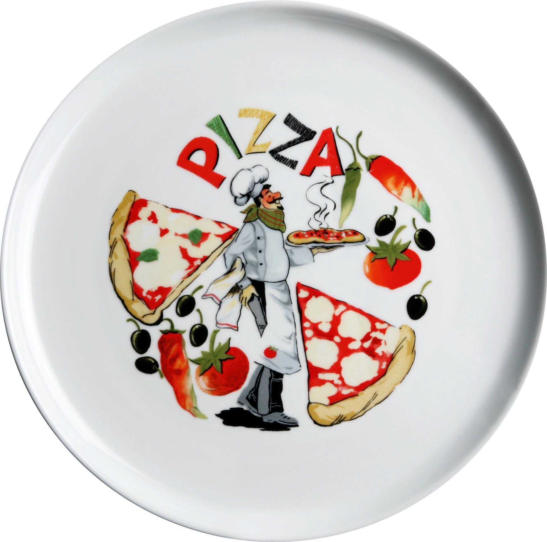 Pizzateller weiß mit Dekor "Pizza" ø 30 cm