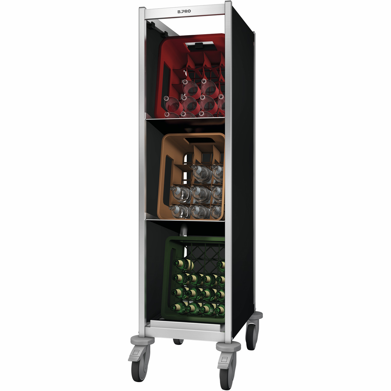 Transportwagen für Getränkekisten / 1-teilig für 3 Getränkekisten