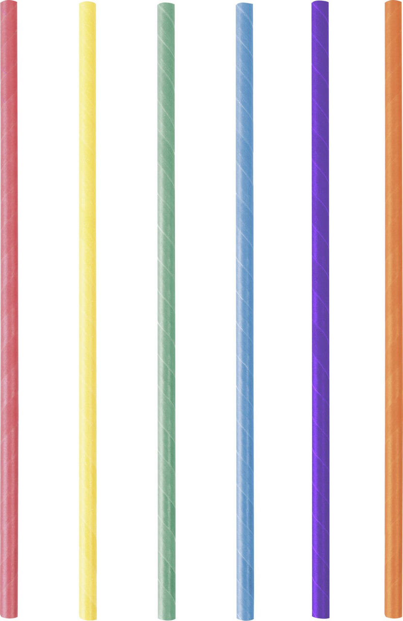 Trinkhalme aus Papier Jumbo, farbig gemischt 25cm