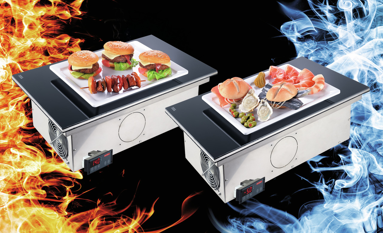 Heiß-Kalt-Platte CP 1325 W / 4 x GN 1/1 / Ceranglas weiß