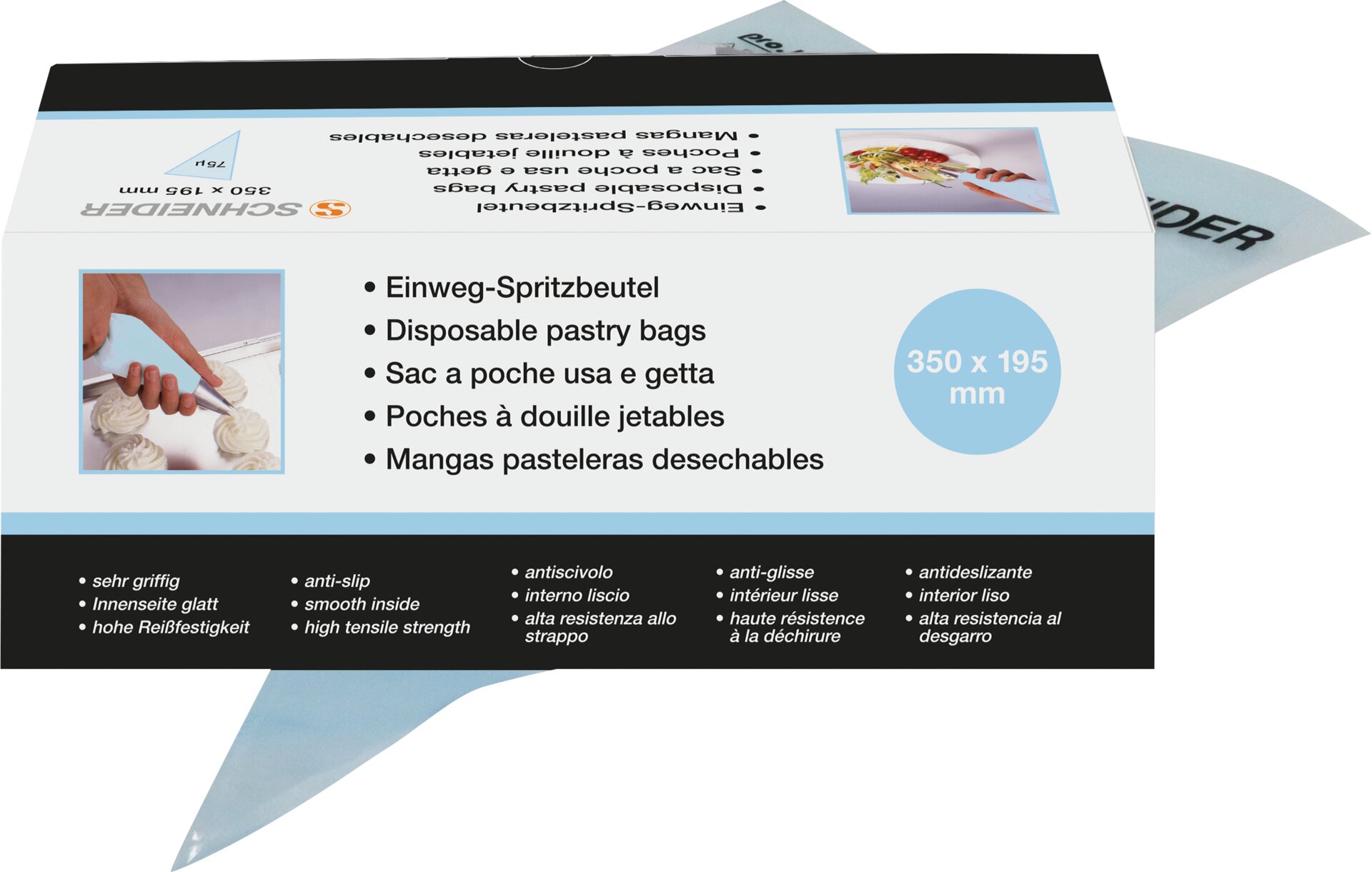 Einweg-Spritzbeutel 350 x 195 mm / 75 My / 1 Box = 100 Stück blau