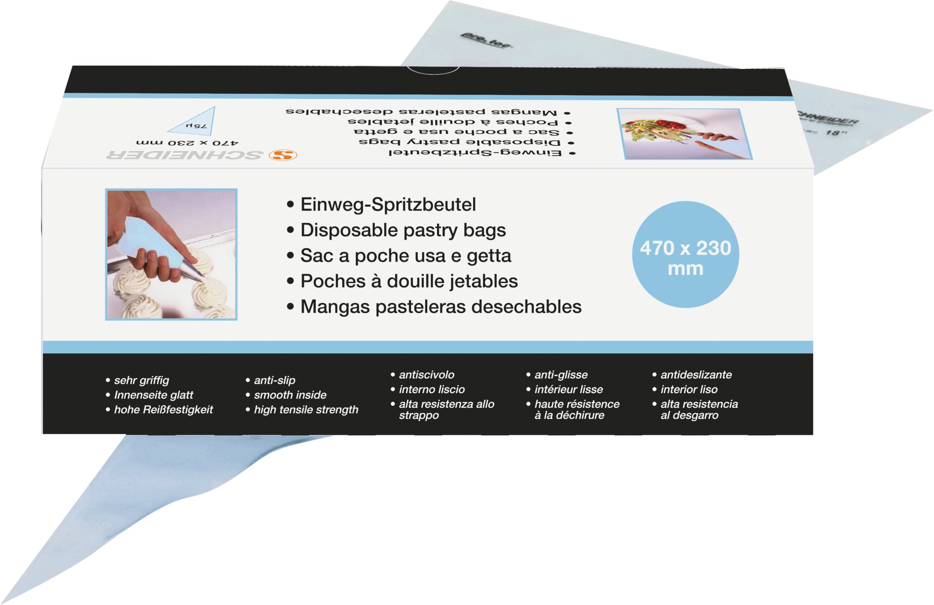 Einweg-Spritzbeutel 470 x 230 mm / 75 My / 1 Box = 100 Stück blau